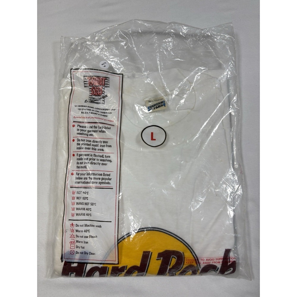 VTG 1980s Hard Rock Cafe London T Shirt Deadstock NOS Screen Stars Blue Tag L